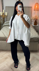 Super Oversized Blouse Button Down Sleeve Detail