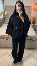 Teddy Cape Jas met Ceintuur en Knoopsluiting