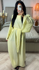 Tie Belt Linnenlook Maxi Dress Wide Sleeves