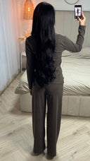 Two-Piece Set met Gerimpelde Top en Wide Leg Broek