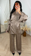 Two-Piece Set met Overslag Top en Wijde Broek