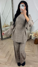 Two-Piece Set met Split Mouwen en Ceintuur