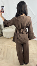 Two-Piece Set met Split Mouwen en Ceintuur