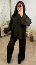 Two-Piece Set met Wijde Top en Rechte Broek