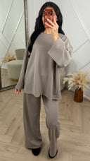 Two-Piece Set met Wijde Top en Rechte Broek