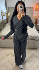 Two-Piece Set met Wrap Top en Wide Leg Broek