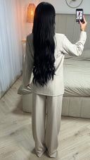 Two-Piece Suit Set met Wrap Blazer en Wide Leg Broek