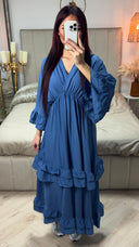 V Neck Dress Ruffle Detail