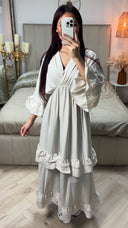 V Neck Dress Ruffle Detail