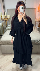 V Neck Dress Ruffle Detail