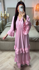 V Neck Dress Ruffle Detail