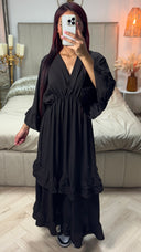 V Neck Dress Ruffle Detail