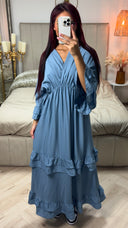 V Neck Dress Ruffle Detail