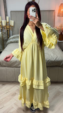 V Neck Dress Ruffle Detail