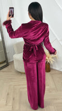 Velvet Two-Piece Set met Faux Fur Manchetten