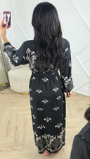Vintage Floral Maxi Jurk met Ceintuur 5105