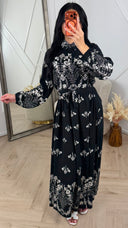 Vintage Floral Maxi Jurk met Ceintuur 5105