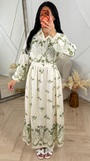 Vintage Floral Maxi Jurk met Ceintuur 5105