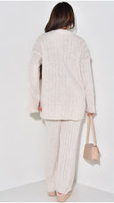 PRE ORDER Knitted Wide-Leg Set met Lange Top & Wijde Mouwen 23535 WORDT 06-11 VERZONDEN
