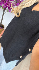 Oversized Trui met V-Hals & Knoopdetails