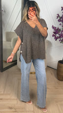 Oversized Trui met V-Hals & Knoopdetails