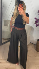 Wide Leg Pantalon met Plooien & Ceintuur