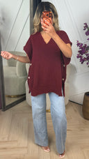 Oversized Trui met V-Hals & Knoopdetails