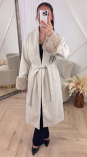 PRE ORDER Wolblend Mantel met Faux Fur Manchetten WORDT VERZONDEN OP 02-10