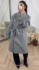 PRE ORDER Wolblend Mantel met Faux Fur Manchetten WORDT VERZONDEN OP 02-10