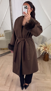 PRE ORDER Wolblend Mantel met Faux Fur Manchetten WORDT VERZONDEN OP 02-10