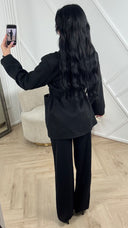 Wollen Look Jas met Ceintuur en Overslag