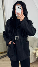 Wollen Look Jas met Ceintuur en Overslag