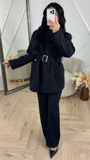 Wollen Look Jas met Ceintuur en Overslag