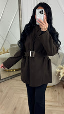 Wollen Look Jas met Ceintuur en Overslag