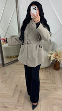 Wollen Look Jas met Ceintuur en Overslag