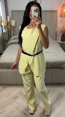 Wrap Cardigan Tie Belt Set Shoulder Button Detail