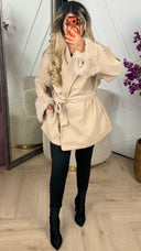 Wrap Coat met Faux Fur Manchetten