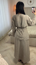 Wrap Splits Cardigan Tie Belt Skirt Set