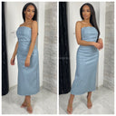 Leather strapless dress backsplit