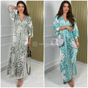 Tie Belt Oriental Satin Maxi Blouse Dress Tiktok Hit
