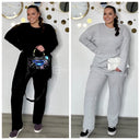 Plus Size Thin Ribbed Round Neck Set