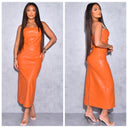 Leather strapless dress backsplit
