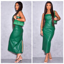 Leather strapless dress backsplit