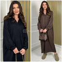 Amazing Heavy Material V Neck Collar Maxi Dress Pockets