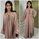 Zipper Abaya Golden Seam Detail