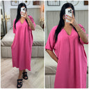 Backsplit Premium Stripe Material V Neck Dress