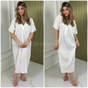 Backsplit Premium Stripe Material V Neck Dress