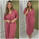 Backsplit Premium Stripe Material V Neck Dress
