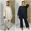 Basic Oversized Jessy Baumwoll-Set mit weitem Bein
