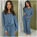 Special Material Y Blouse Wide Leg Set